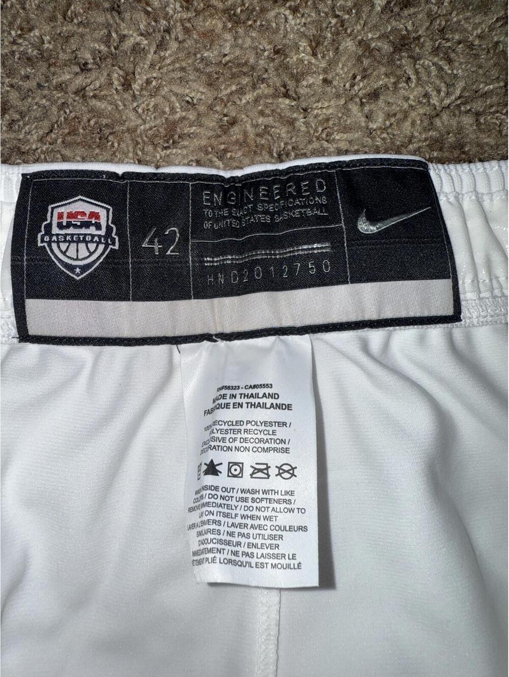 Nike Men's  Basketball Team USA Authentic Tokyo Home White Short Sample - Picture 9 of 11